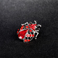 Red Crystal & Cubic Zirconia Ladybug Brooch