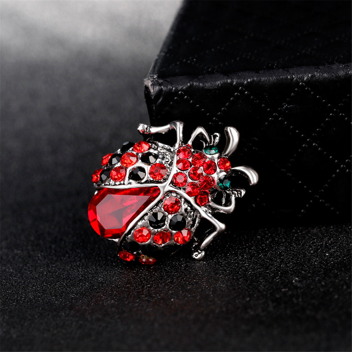 Red Crystal & Cubic Zirconia Ladybug Brooch