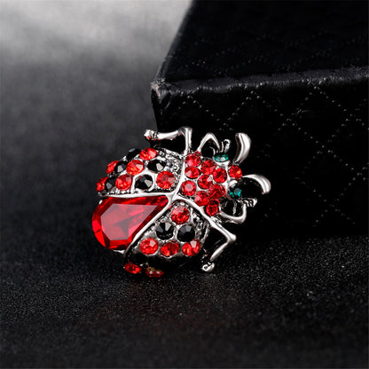 Red Crystal and Cubic Zirconia Ladybug Brooch, brooch pin, elegant gift for her, styled look
