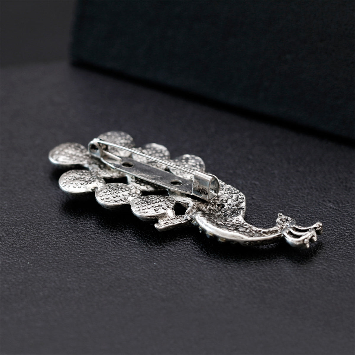 Abalone Shell and Cubic Zirconia Silver-Plated Peacock Brooch, silver brooch pin, vintage-inspired design, lifestyle look