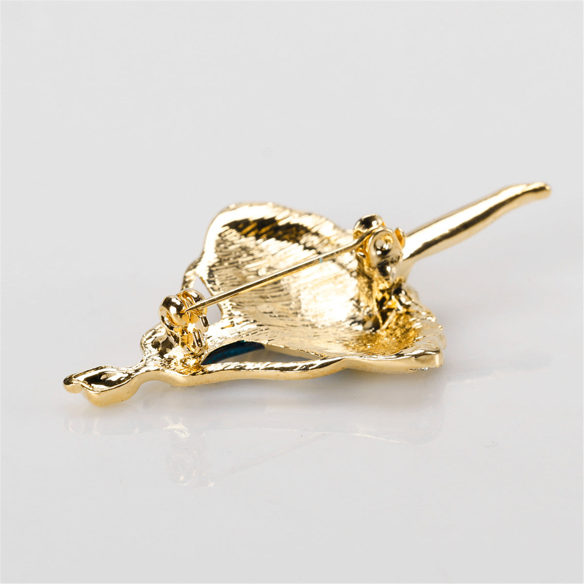Blue Enamel & Cubic Zironia 18K Gold-Plated Dancing Girl Brooch