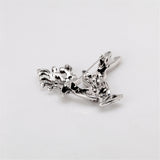 Cubic Zirconia & Silver-Plated Reindeer Brooch