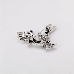 Cubic Zirconia & Silver-Plated Reindeer Brooch