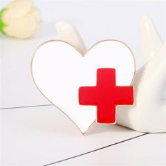 Enamel & 18K Gold-Plated Heart Brooch