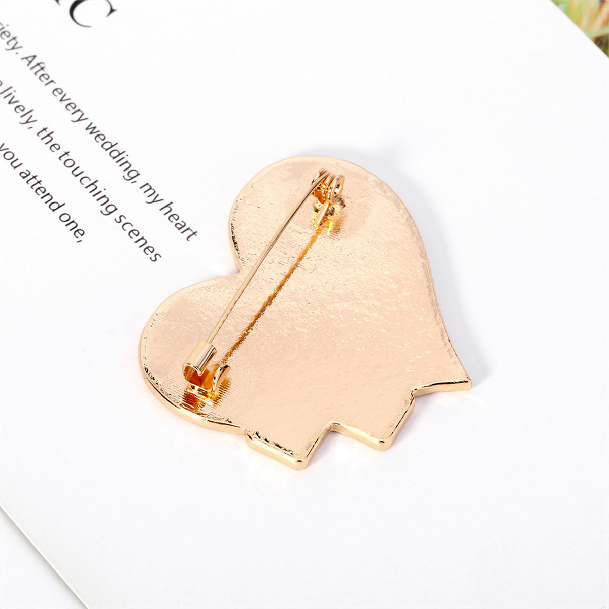 Enamel and 18K Gold-Plated Heart Brooch, gold brooch pin, everyday style, lifestyle look