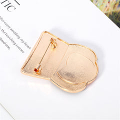 Black Enamel & 18K Gold-Plated Nurse Brooch