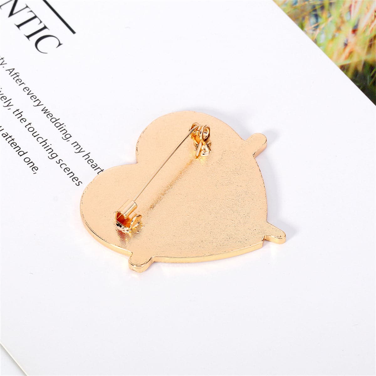 Red Enamel and 18K Gold-Plated Heartbeat Brooch, gold brooch pin, dainty minimalist design, lifestyle look