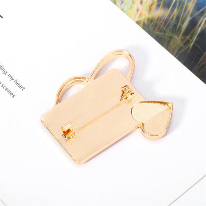 Red Enamel and 18K Gold-Plated Stethoscope Dossier Brooch, gold brooch pin, dainty minimalist design, side view