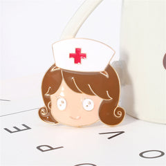Enamel & 18K Gold-Plated Nurse Brooch