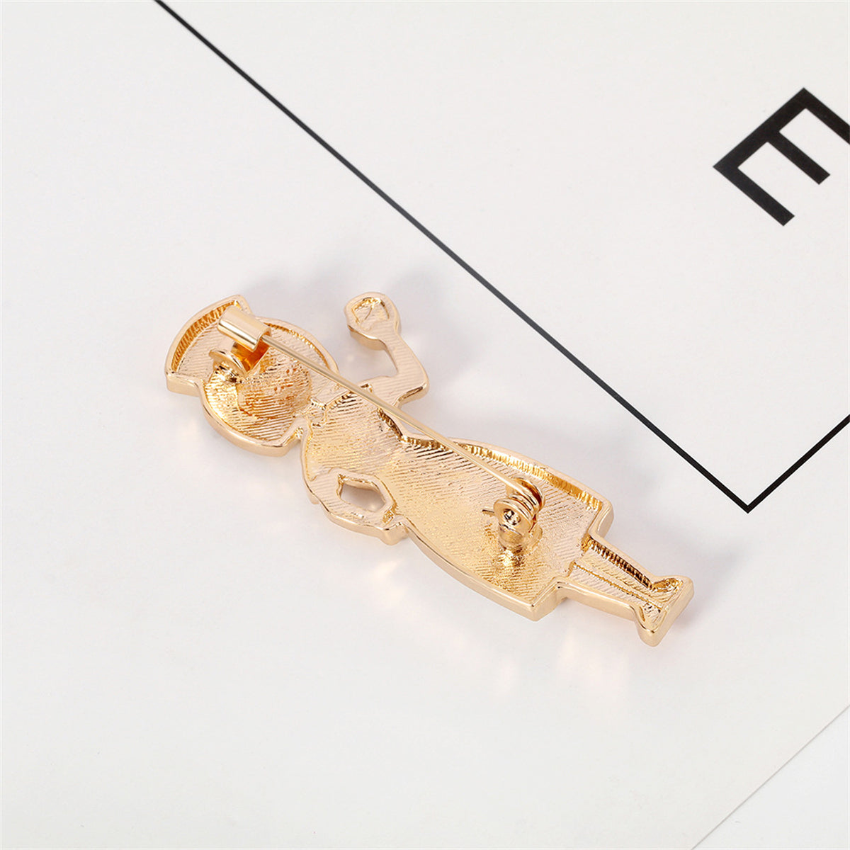 White Enamel and 18K Gold-Plated Nurse Brooch, gold brooch pin, elegant gift for her, detail close-up