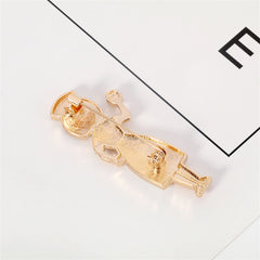 White Enamel & 18K Gold-Plated Nurse Brooch