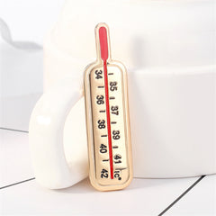 Enamel & 18K Gold-Plated Thermometer Brooch