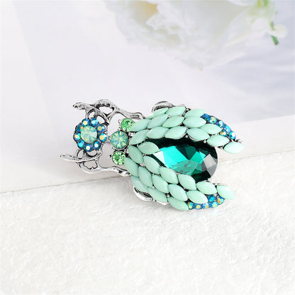 Blue Crystal and Cubic Zirconia Silver-Plated Beetle Brooch, silver brooch pin, everyday style, lifestyle look