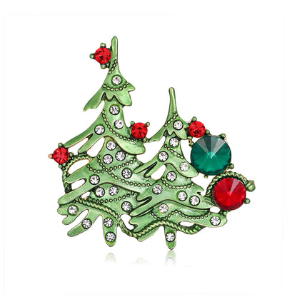 Clear Cubic Zirconia and Green Enamel Christmas Tree Brooch, brooch pin, everyday style, side view