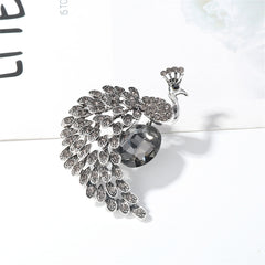 Crystal & Cubic Zirconia Peacock Brooch