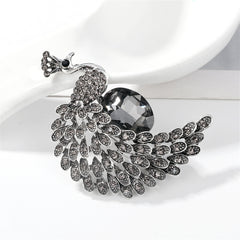 Crystal & Cubic Zirconia Peacock Brooch