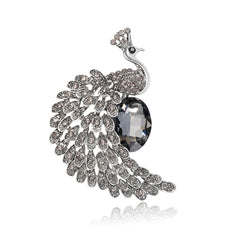 Crystal & Cubic Zirconia Peacock Brooch
