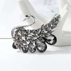 Crystal & Cubic Zirconia Swan Brooch