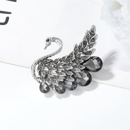 Crystal and Cubic Zirconia Swan Brooch, brooch pin, dainty minimalist design, lifestyle look