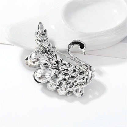 Crystal and Cubic Zirconia Swan Brooch, brooch pin, dainty minimalist design, styled look