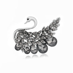 Crystal & Cubic Zirconia Swan Brooch