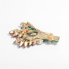 A luxurious purple flower brooch set with diamonds, incorporating crystal and cubic zirconia for an elegant finish.