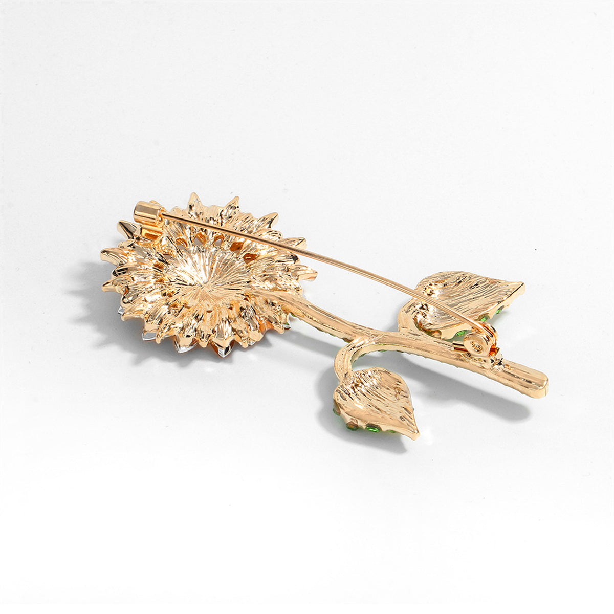 Yellow Crystal & Cubic Zirconia Sunflower Brooch