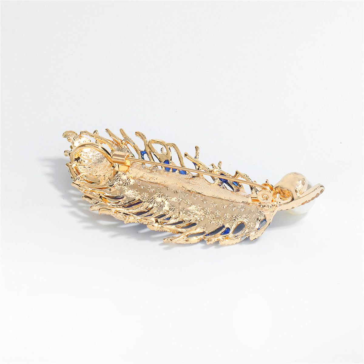 Blue Crystal and Cubic Zirconia Feather Brooch, brooch pin, elegant gift for her, styled look