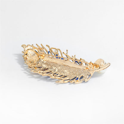 Blue Crystal and Cubic Zirconia Feather Brooch, brooch pin, elegant gift for her, styled look