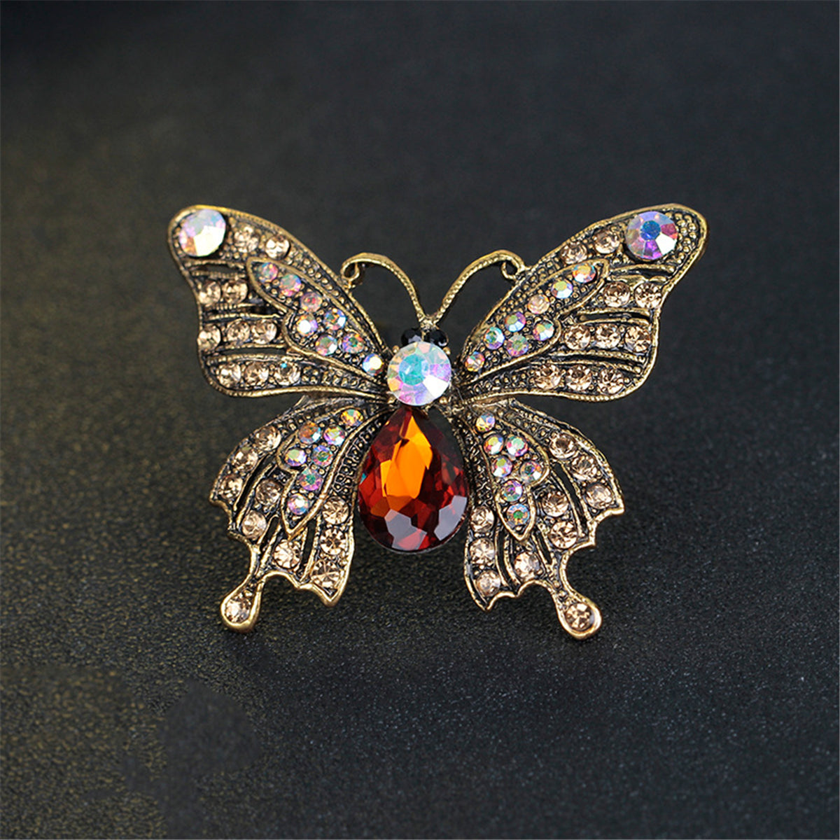 Green Crystal and Cubic Zirconia 18K Gold-Plated Butterfly Brooch, jewelry gift sets for women, styled look
