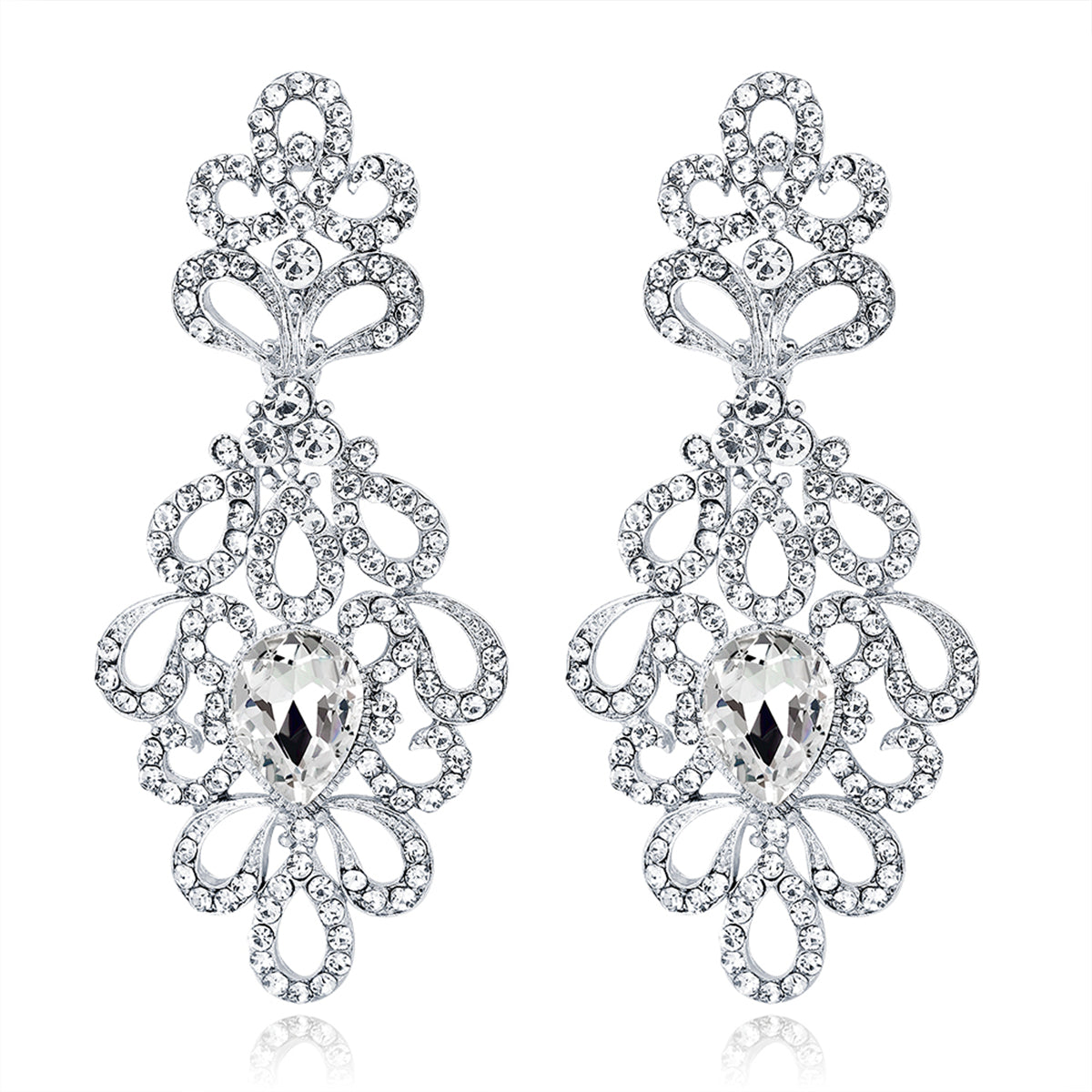 Cubic Zirconia & Crystal Botanical Drop Earrings