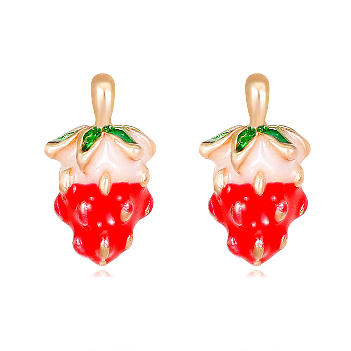Red Enamel & 18K Gold-Plated Strawberry Stud Earrings