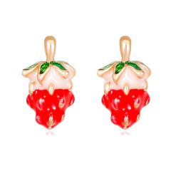Red Enamel & 18K Gold-Plated Strawberry Stud Earrings