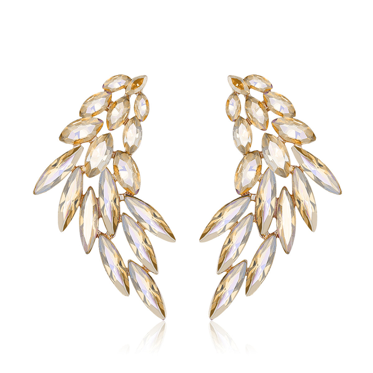 Champagne Crystal & 18K Gold-Plated Wing Drop Earrings