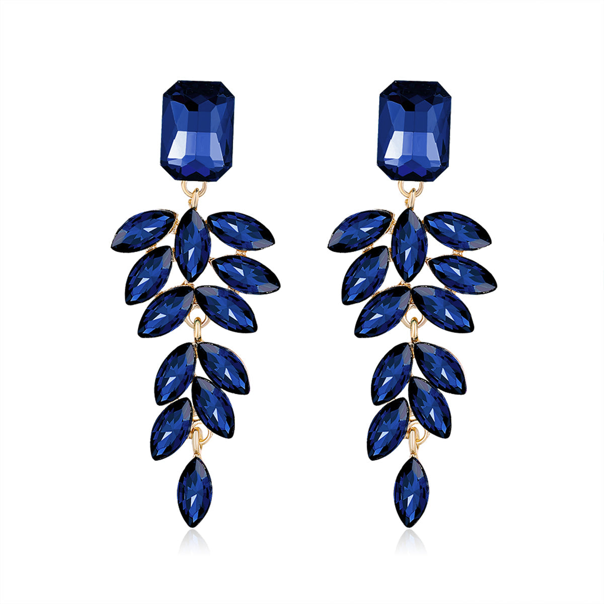 Blue Crystal & 18K Gold-Plated Botanical Drop Earrings