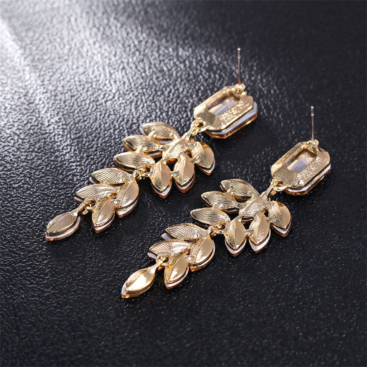 Champagne Crystal & 18K Gold-Plated Botanical Drop Earrings