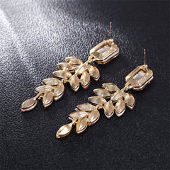 Champagne Crystal & 18K Gold-Plated Botanical Drop Earrings