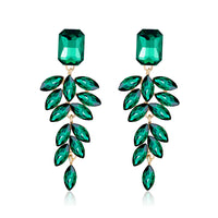 Green Crystal & 18k Gold-Plated Botanical Drop Earrings
