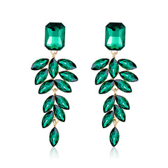 Green Crystal & 18K Gold-Plated Botanical Drop Earrings