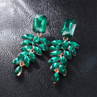 Green Crystal & 18k Gold-Plated Botanical Drop Earrings