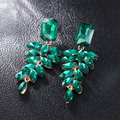 Green Crystal & 18K Gold-Plated Botanical Drop Earrings