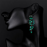 Green Crystal & 18k Gold-Plated Botanical Drop Earrings