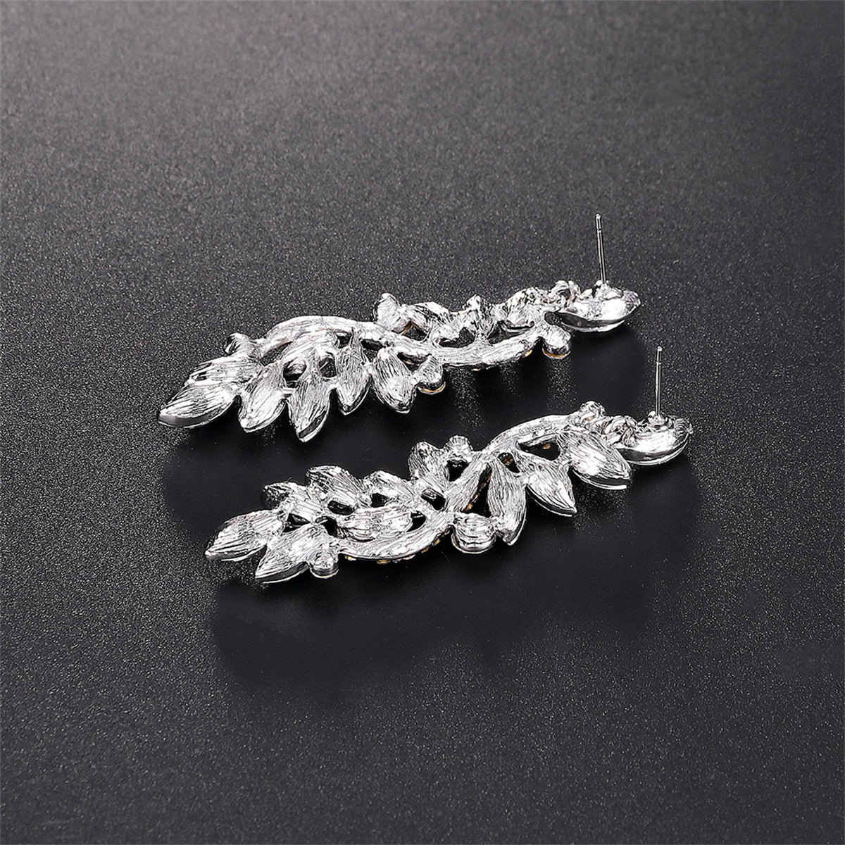 Clear Crystal & Cubic Zirconia Abstract Rattan Drop Earrings