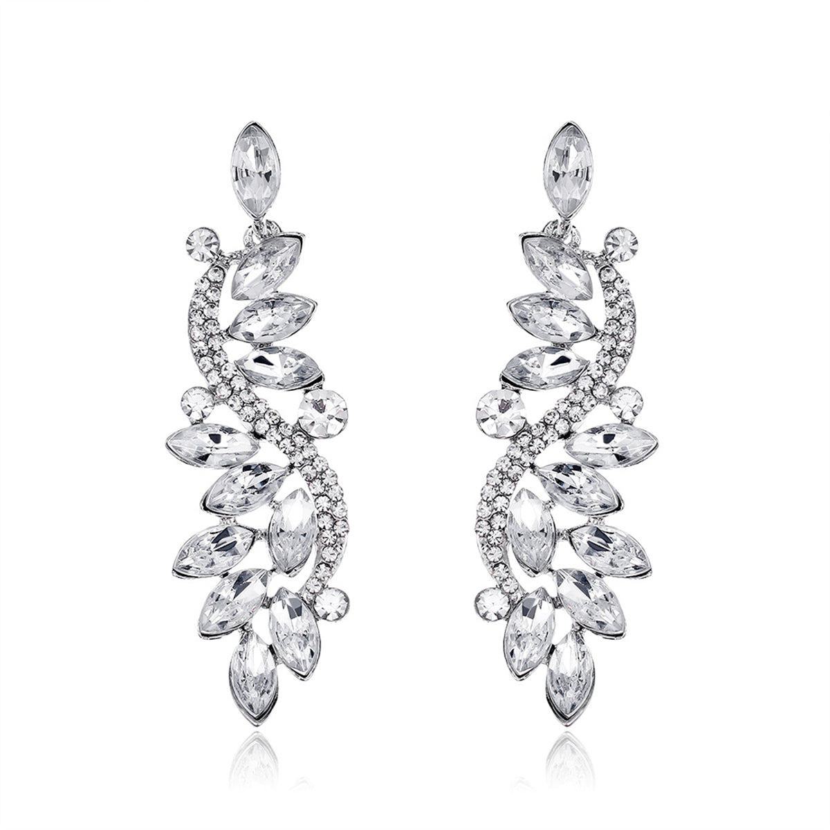 Clear Crystal & Cubic Zirconia Abstract Rattan Drop Earrings
