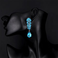Blue Crystal & Cubic Zirconia Botanical Drop Earring