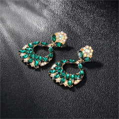 Green Crystal & Cubic Zirconia 18K Gold-Plated Botanical Drop Earrings