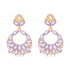 Blue Crystal & Cubic Zirconia 18K Gold-Plated Botanical Drop Earrings