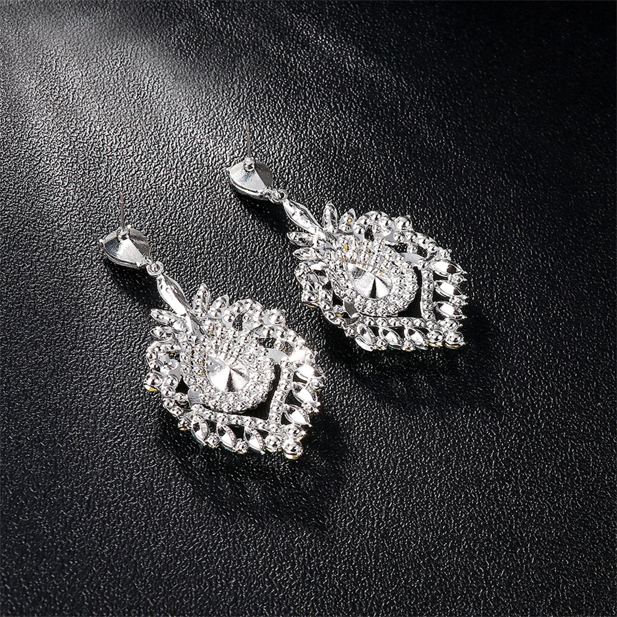 Crystal & Cubic Zirconia Silver-Plated Botanical Drop Earrings