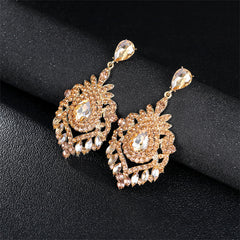 Yellow Crystal & Cubic Zirconia 18K Gold-Plated Botanical Drop Earrings