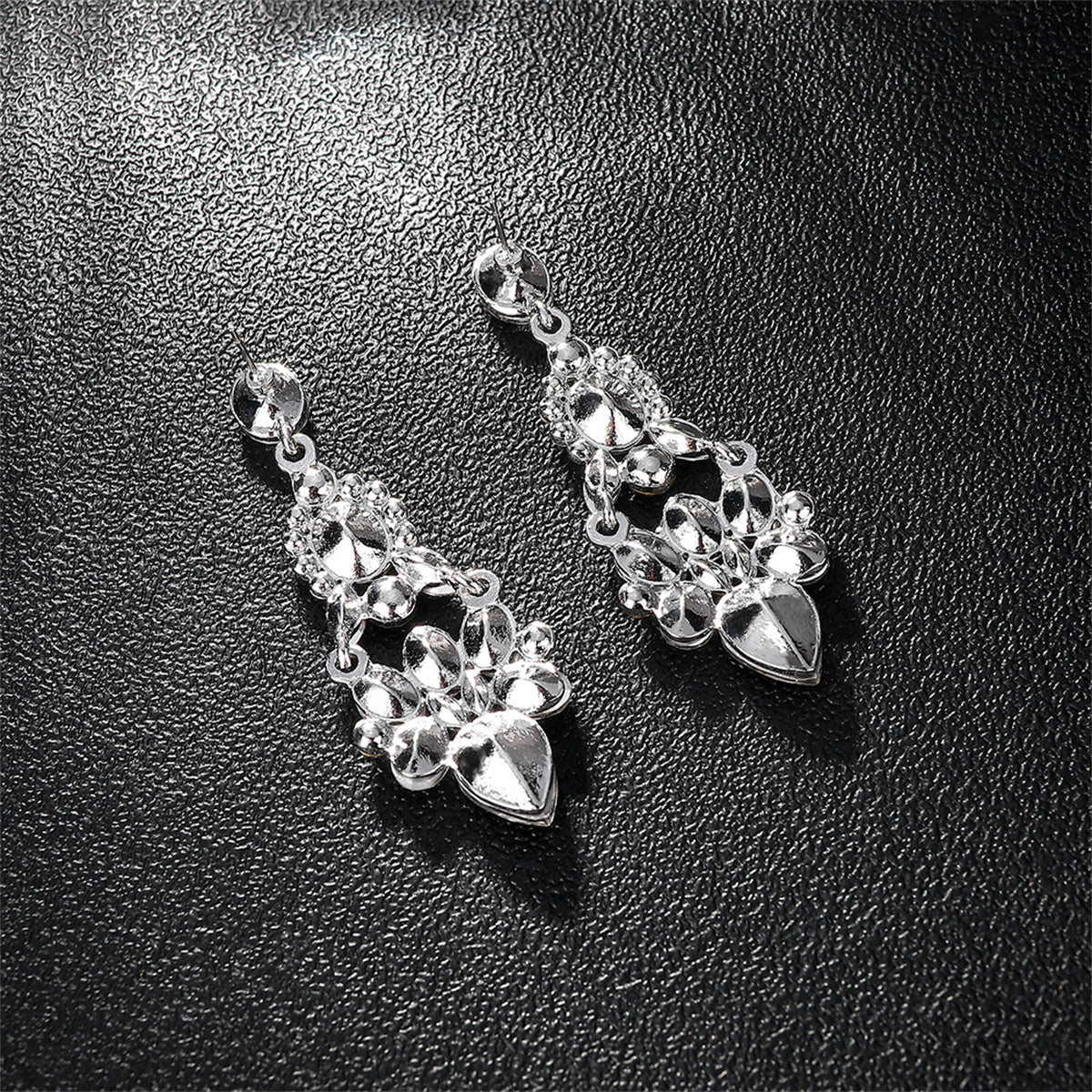Crystal & Cubic Zirconia Silver-Plated Cluster Drop Earrings